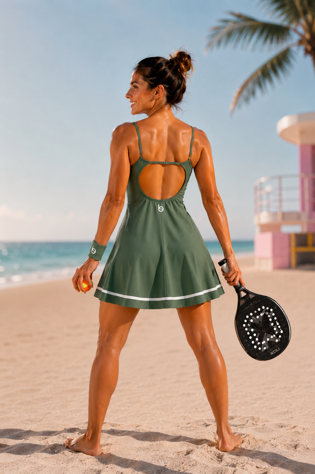 Vestido Esportivo Alcinhas Rodado Aberto nas Costas Active Samoara Beachers