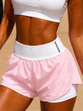 Virgínia Active Shorts with Back Zipper Pocket - White Waistband