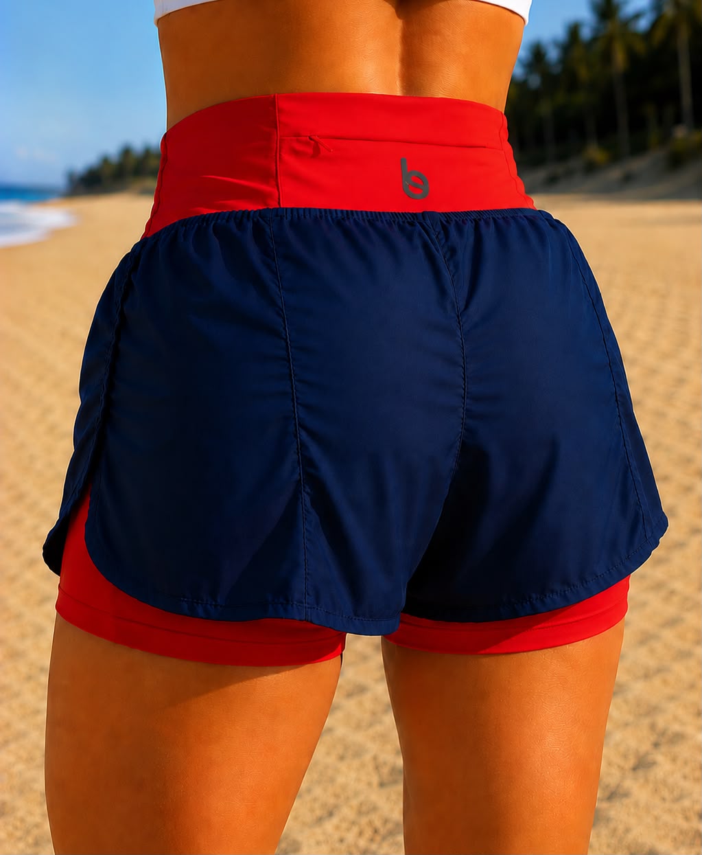 Bermuda Short Active Virgínia com Bolso Zíper no Cós Atrás - Cós Colorido