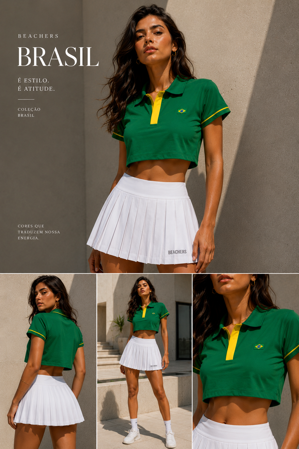 Polo de Malha Cropped Over Brasil BEACHERS