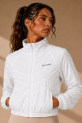 Jaqueta Feminina Cropped Esportiva com Bolsos, Zíper e Gola Alta Ellen Beachers
