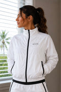 Jaqueta Feminina Cropped Esportiva com Bolsos, Zíper e Gola Alta Ellen Beachers