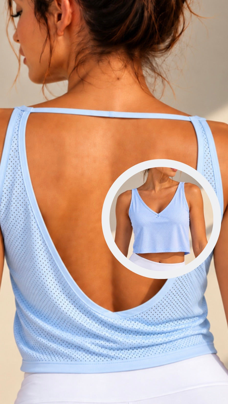 Blusa Regata Cropped DryFit Decote Costas Aberta Juci Beachers