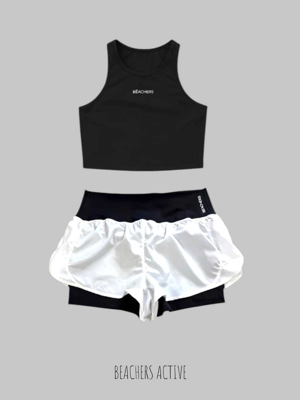 Conjunto Blusa Cropped Active Zoe e Bermuda Short Active Virgínia com Bolso Zíper no Cós Atrás Beachers