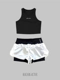 Conjunto Blusa Cropped Active Zoe e Bermuda Short Active Virgínia com Bolso Zíper no Cós Atrás Beachers
