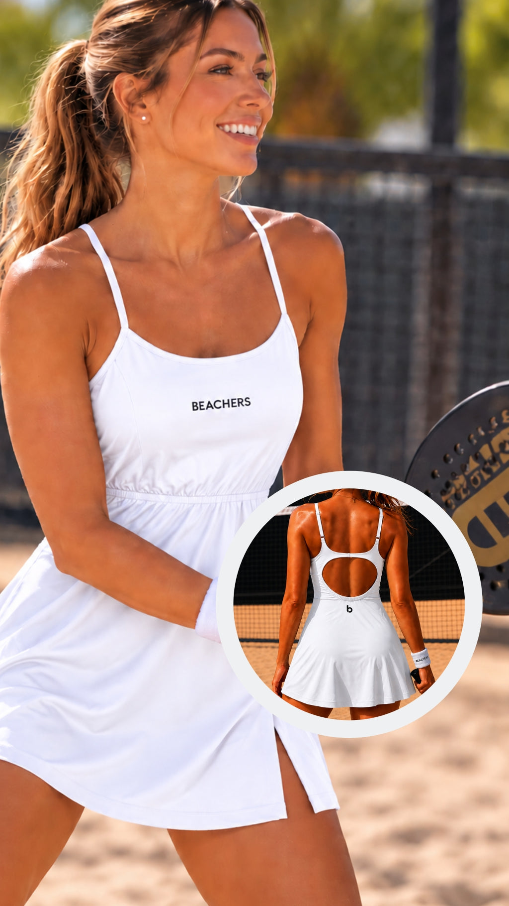 Vestido Esportivo Alcinhas com Reguladores Aberto nas Costas Sport Vanessa Beachers
