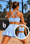 Conjunto Top Esportivo Active Liso Jessie e Saia Short Esportiva Active Antonela Beachers